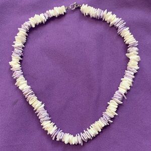 Vintage Puka Purple and White Shell Necklace unisex